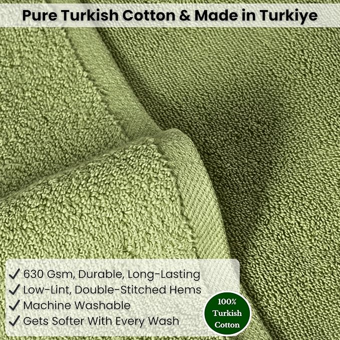 SALBAKOS Luxury 100% Turkish Cotton Bath Sheet 40x80 in (1-Piece, Green) | Extra Large Jumbo Oversized Bathroom and Beach Towel, Super Soft Highly Absorbent Thick Premium Hotel Quality, Made in Turkey