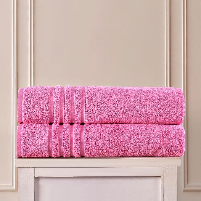 Hawmam Linen Jumbo Large Bath Sheets Towels 2 Pack Soft and Absorbent, Premium Quality 100% Cotton Towels (Pink, Bath Sheet)