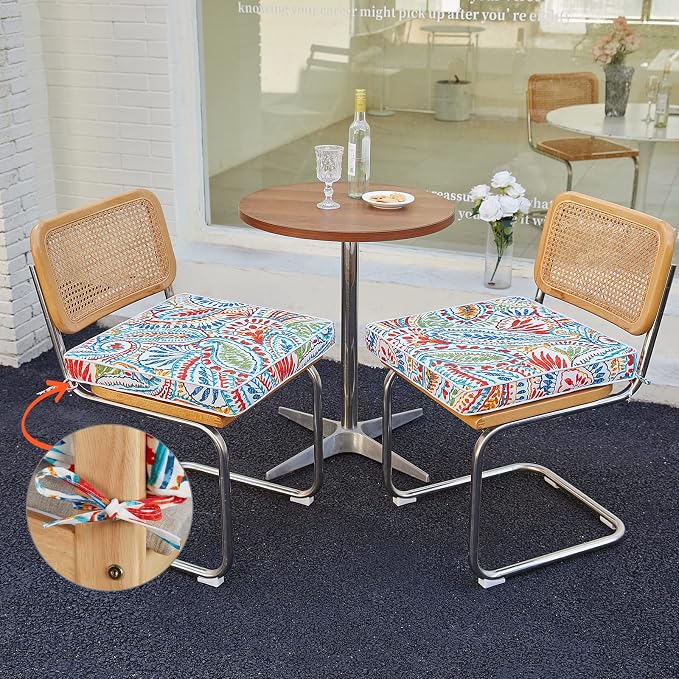 JMGBird Patio Seat Cushions Outdoor Chair Cushion with Ties | 19x19 Patio Chair Cushions set of 2 Outdoor Cushions for chairs Outdoor Chair Pads Outside Chair Cushions