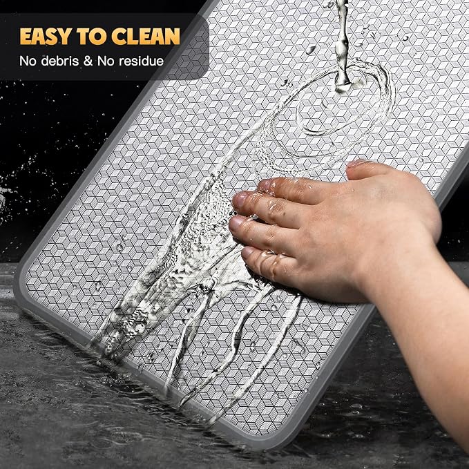 Large Stainless Steel Cutting Board, 16 Inch Double Sided Chopping Board for Kitchen, Non Toxic, Scratch-resistant Mesh Design, Juice Groove, Dishwasher Safe, 304 Stainless Steel and Wheat Straw PP