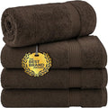 Cotton Paradise 100% Cotton Turkish Towel Set, Soft Absorbent Quick Dry, 4 Piece Bath Towel Set, Chocolate Brown