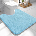 OLANLY Toilet Rugs U-Shaped 24x24, Extra Soft Absorbent Chenille Contour Bathroom Rugs for Toilet, Dry Quickly, Machine Washable, Non-Slip Bath Mat, Sky Blue