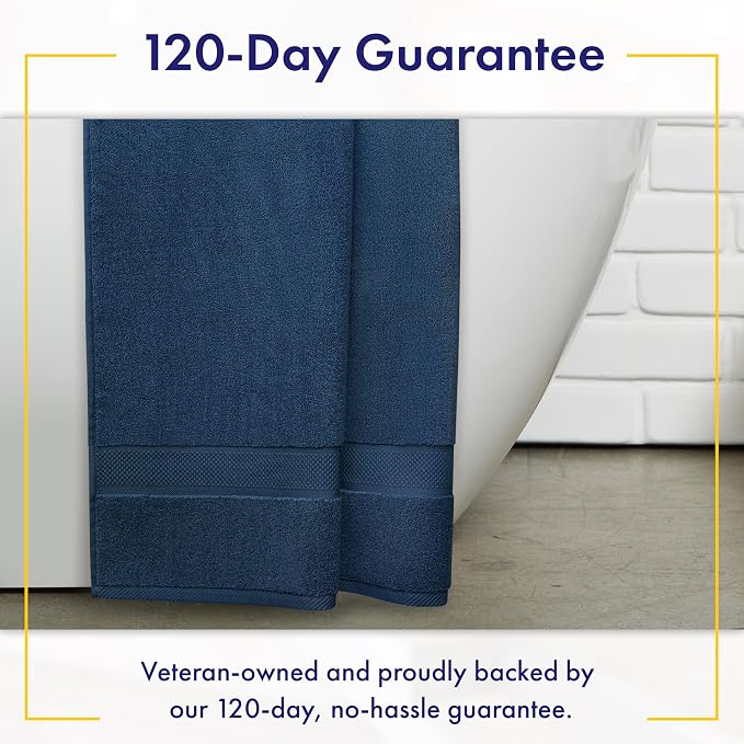 Alusa Home 100% Organic Luxury Bath Sheets - GOTS Certified - Extra Large 35x70 Inches (Pack of 2) Zero-Twist, Long-Staple Cotton Bath Sheet Set (Navy Blue)