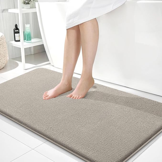 OLANLY Memory Foam Bathroom Runner Rugs 44x24, Long Bath Mats, Warm Taupe | Soft Quick Dry Bath Mats, Non-Slip, Absorbent Machine Washable Mat for Bathroom Floor, Tub and Shower, Home Decor Accessories