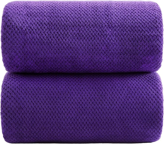 YTYC 39x78 Bath Sheets,Towels for Bathroom,Violet Purple,2-Pieces | Extra Large Bath Towels, Super Soft,Highly absorbent,Hanging Loop,Quick Drying,Light Weight,80% Polyester