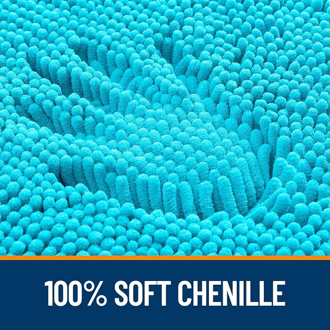 OLANLY Bathroom Runner Rugs 59x20, Soft Absorbent Chenille Bath Rugs, Rubber Backing Quick Dry, Machine Washable Long Bath Mats for Bathroom Floor, Tub and Shower, Home Decor Accessories, Aqua Sky