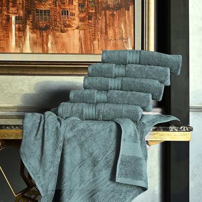 HERCULEAN Large Bath Towels 24 x 50 Pack of 6 | Quick Dry and Highly Absorbent | 100% Cotton Terry Towels for Bathroom - Perfect for Shower - Pool and Spa - Luxury Soft Towels - Duck Egg