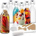 Nevlers 17 Oz Dotted Swing Top Glass Bottles with Airtight Lid 6 PK | Flip Top Glass Bottle with Stopper, Wrap, Funnel, Brush, Tags & Marker | Alcohol Bottle Set | Fermentation Bottles with Stoppers