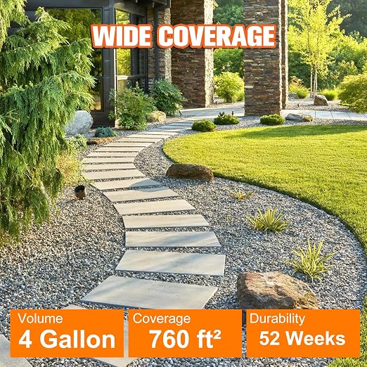 Mulch Binder, Rock Glue for Landscaping, Pea Gravel Binder 4 Gallon Max Cover, Strong Mulch Anchor, Rock Lock Landscape Adhesive for Slopes, Flower Beds, Fast Dry & Safe for Plants Pets