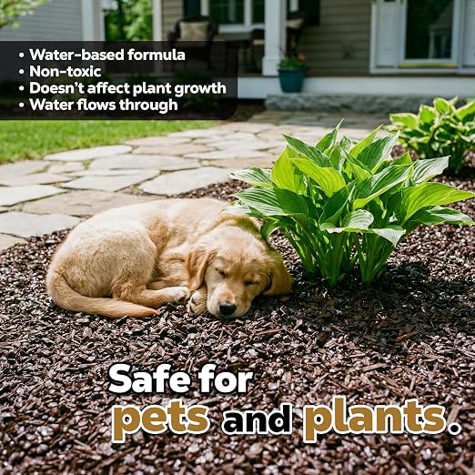 DOMINATOR Mulch Anchor 2.5 Gallons - Mulch Glue and Pea Gravel Stabilizer, Ready to Use Spray, Lasts up to 2 Years, Fast-Dry, Non-Toxic, Strong Mulch Glue for Landscapes