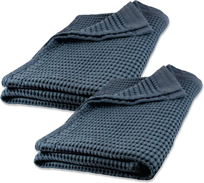 GILDEN TREE Waffle Bath Sheet Quick Dry Towel, Thin Luxury Bath Towels, 40x80 Large Bath Towels 2 Pack Bath Sheets, Modern Style (Midnight Blue)