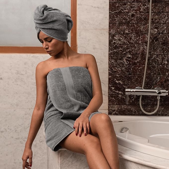 HERCULEAN Large Bath Towels 24 x 50 Pack of 6 | Quick Dry and Highly Absorbent | 100% Cotton Terry Towels for Bathroom - Perfect for Shower - Pool and Spa - Luxury Soft Towels - Light Grey