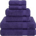 Cotton Paradise 6 Piece Towel Set, 100% Cotton Soft Absorbent Turkish Towels for Bathroom, 2 Bath Towels 2 Hand Towels 2 Washcloths, Purple Towel Set