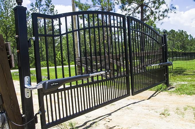 Mighty Mule Gate Opener, Solar and Smart Ready, Heavy Duty Automatic Gate Opener, Gates up to 18ft or 850lb Per Gate Leaf, Dual Gate Opener - Estate, MM572W-EST