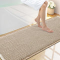 Smiry Waffle Bath Mat 59x20, Extra Soft Absorbent Bathroom Rugs, Non Slip Machine Washable Quick Dry Bath Rugs for Bathroom Floor, Tub, Shower, Home Decor Accessories, Brown & Cream