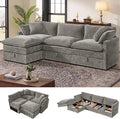 Ihanherry 103" Modular Sectional Sofa with Storage, L Shaped Cloud Couch with Movable Ottomans & Throw Pillows, Chenille Deep Seat Sectional Couches for Living Room, Apartment (Grey)