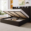 Allewie King Lift Up Storage Hydraulic Bed Frame,Charging Station,Black | Storage Shelf Headboard with Charging Station,Type-C,USB Ports,Hydraulic Support,Velvet Upholstered,No Box Spring Needed