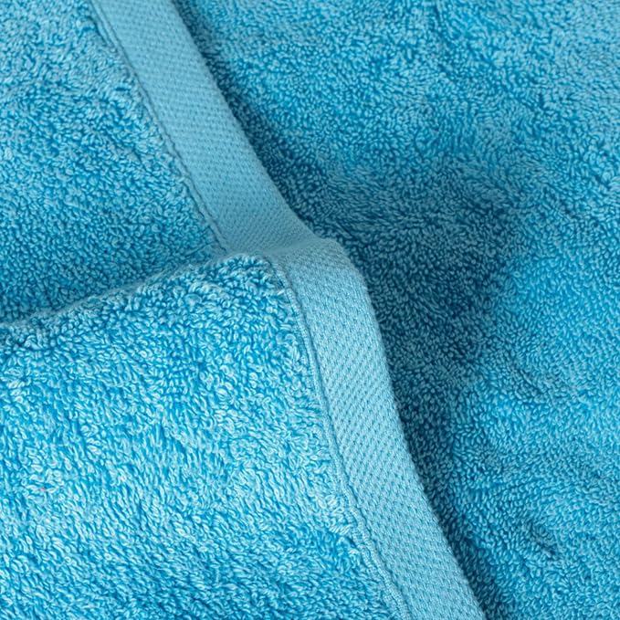 SALBAKOS 4-Piece 100% Turkish Cotton Bath Towels, 27x54 inch, Aqua | Standard Size, 630 Gsm Thick Super Soft Highly Absorbent Quick-Dry Bathroom Towel, Premium Hotel & Spa Quality Made in Turkey