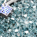 NUPICK 5 Pound Fire Glass, 1/4 Inch Reflective Fire Pit Glass | Tempered Fire Pit Rocks for Propane or Natural Gas, Glass Rocks for Fire Pit Table, Fireplace, Fire Bowl, Pacific Blue