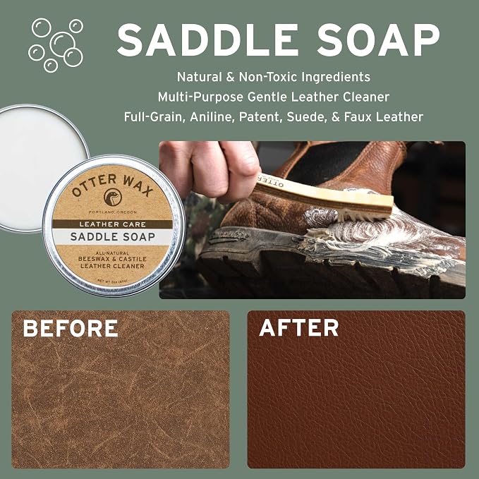 Otter Wax Essential Leather Care Kit | Complete Leather Cleaning & Conditioning Set | Clean, Condition, Shine, & Protect All-Types of Leather| All-Natural & PFAS-Free | Made in Portland USA