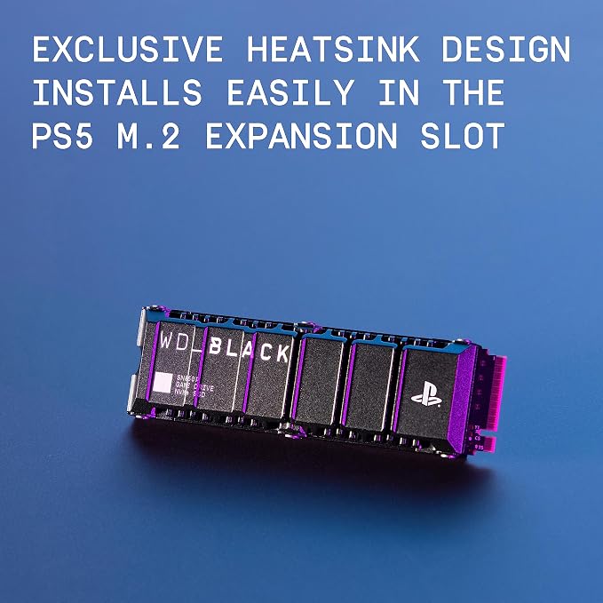 WD_BLACK 4TB SN850P NVMe M.2 SSD Officially Licensed Storage Expansion for PS5 Consoles, up to 7,300MB/s, with heatsink - WDBBYV0040BNC-WRSN,Black