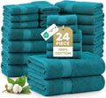LANE LINEN Bath Towel Set 100% Cotton 24 Piece Soft Absorbent - Sea Port | Bath Towels Large Set -, Terry Weave Comfort, Soft & Long-Lasting, Hotel-Style Look, Machine Washable