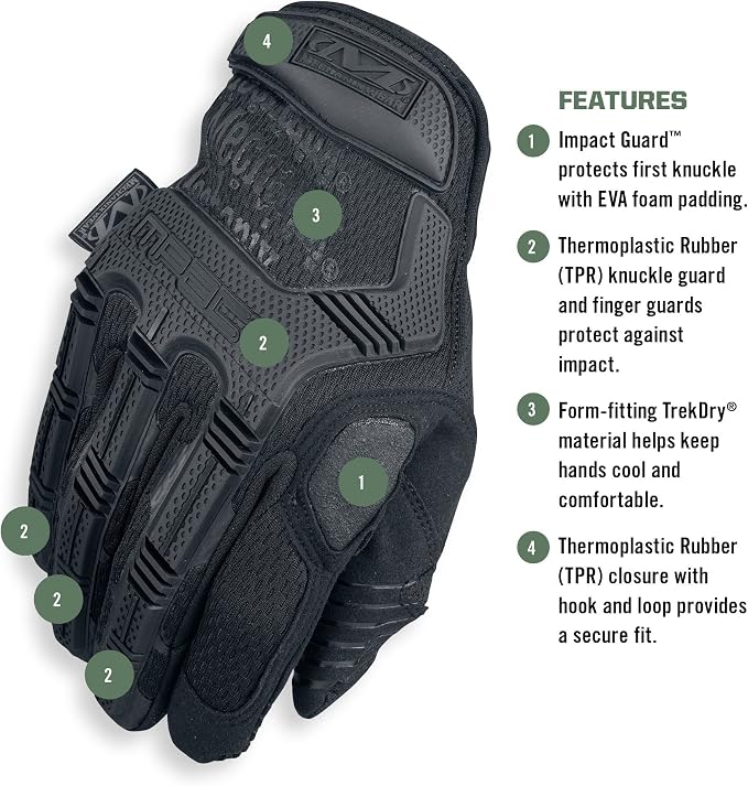 Mechanix Wear: M-Pact Covert Tactical Gloves with Secure Fit, Touchscreen Capable Safety Gloves for Men, Work Gloves with Impact Protection and Vibration Absorption (Black, Large)