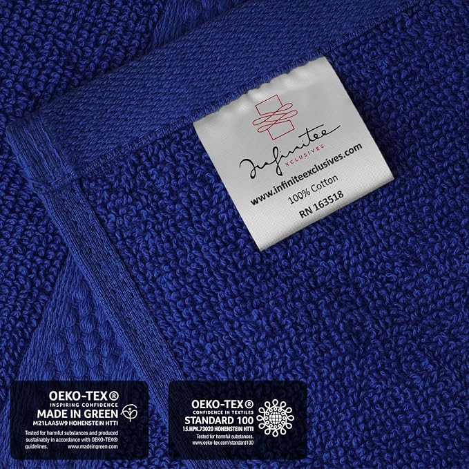 Infinitee Xclusives 100% Cotton Luxury Wash Cloths for Showering - 4 Pack | Washcloths [13x13] - Soft and Absorbent Face Towels for Bathroom Wash Clothes - Gym, Spa & Hotel Use