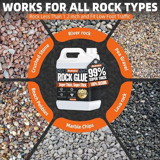 Rock Glue, 99% Super Thick & Max Coverage 2 Gallon Mulch Hold for Landscaping, Covers Up to 3X Area,Non-Toxic Pea Gravel Stabilizer Landscape, Gravel Binder for Pebble, Pine Straw, Gravel