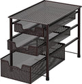 Simple Houseware Stackable 3 Tier Sliding Basket Organizer Drawer, Bronze