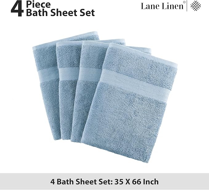 LANE LINEN Large Bath Sheet Soft Absorbent Quick Dry 4 Pack - Allure | Extra Large Bath Towels - Ring-Spun Durability, Generously Sized, Oversized & Roomy, Lightweight & Breathable