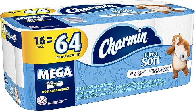 Charmin Ultra Soft Toilet Paper 16 Mega Rolls, 16Count (Pack Of 16)