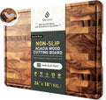 Extra Large End Grain Cutting Board for Kitchen with Non-slip Feet, Acacia Wood Heavy Duty Checkered Cutting Board with Juice Groove & Handle Handcrafted Luxury Chopping Board for Meat, Vegetables