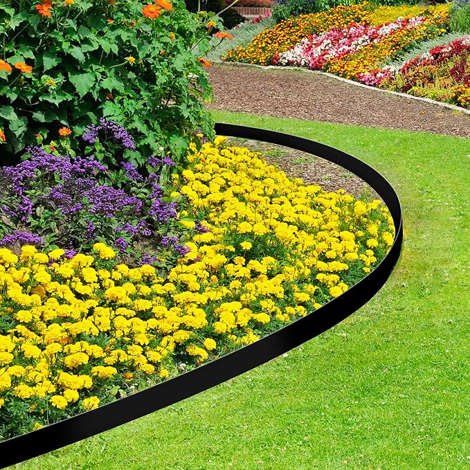 4 Inch x 66FT Garden Edging Border with 90pcs Spikes, Plastic Edging Border | landscape edging,garden edging,garden edging border,flower bed edging borders,lawn edging, Yard, Paver, Playground, Pathway
