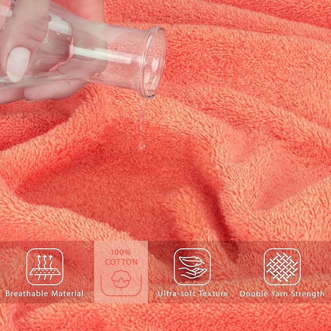 Cotton Paradise 100% Cotton Turkish Towel, Soft Absorbent Quick Dry, 40x80 Oversized Bath Sheet Towel, Coral
