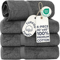 Chakir Turkish Linens 4 Piece Extra Large Bath Towels, 100% Cotton Luxury Turkish Towels for Bathroom, Soft Absorbent Bath Towels, 30 x 60 Inches, Dark Gray