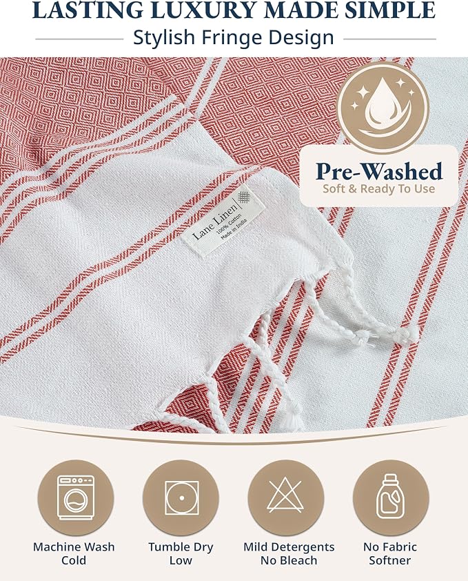 LANE LINEN 12 Pack Oversized Beach Towels, Pre-Washed, XL - Oceanic Twelve | Quick Dry, Lightweight Travel Pool Towels for Adults - 39"x71", Vacation Essential - Machine Washable, Super Absorbent, Soft