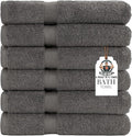 HERCULEAN Premium Bath Towels 24 x 48 Pack of 6 | Quick Dry and Highly Absorbent | 100% Cotton Terry Towels for Bathroom - Perfect for Shower - Pool and Spa - Luxury Soft Towels - Light Grey