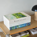 Book Shape Decorative Cable Management Box - Expandable Cable Organizer Box with Magnetic Closure for Home & Office (Gogh Monet, Large Set)