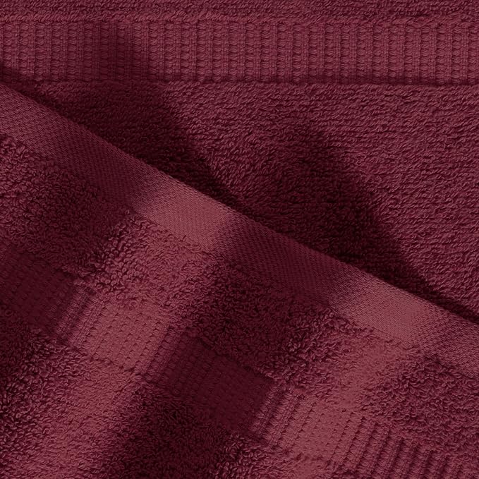 SALBAKOS 12-Piece 100% Turkish Cotton Washcloths and Face Towels, Wine | 13x13 in Standard Size Small Towel, Multi-use Bathroom & Kitchen, Thick Super Soft Absorbent Durable, Oeko-Tex Made in Turkey