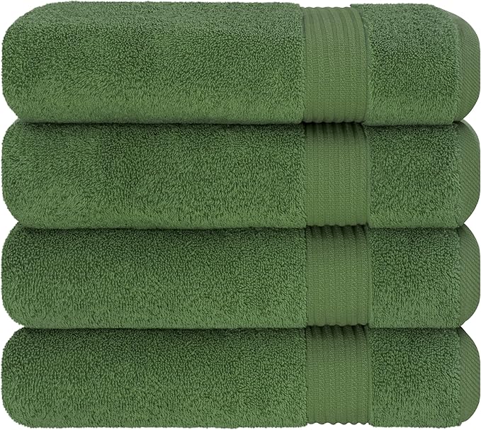Cotton Paradise Turkish Towel Set, Soft Absorbent Quick Dry, 4 Piece Bath Towel Set, Sage Green
