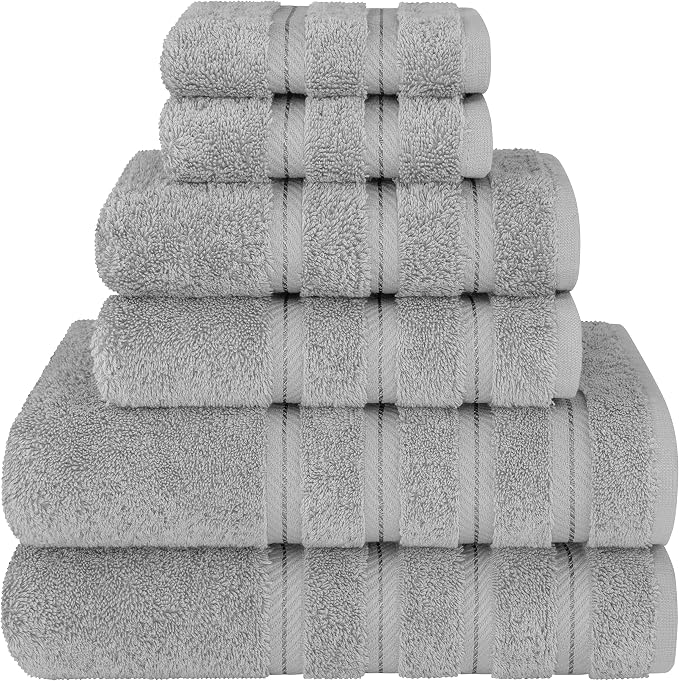 American Soft Linen 100% Cotton Luxury Turkish Towels, 6 Piece Towel Set | Soft Absorbent Quick Dry OEKO Tex Standard 100 Certificated Durable Machine Washable Breathable Premium Hotel Quality