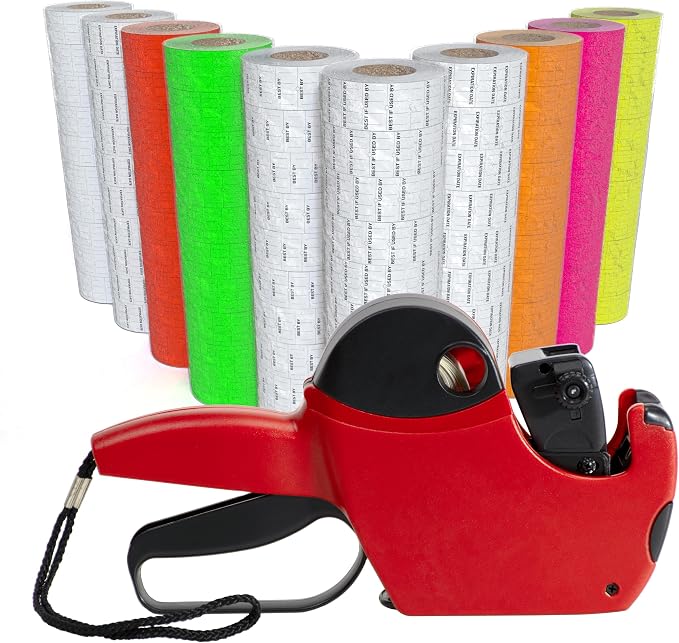 Kenco 18 1 Line Price Gun Kit - Choose Label Quantities and Colors - Includes Ink Rollers- 8 Digit Labeler for Pricing, Dating, and Coding