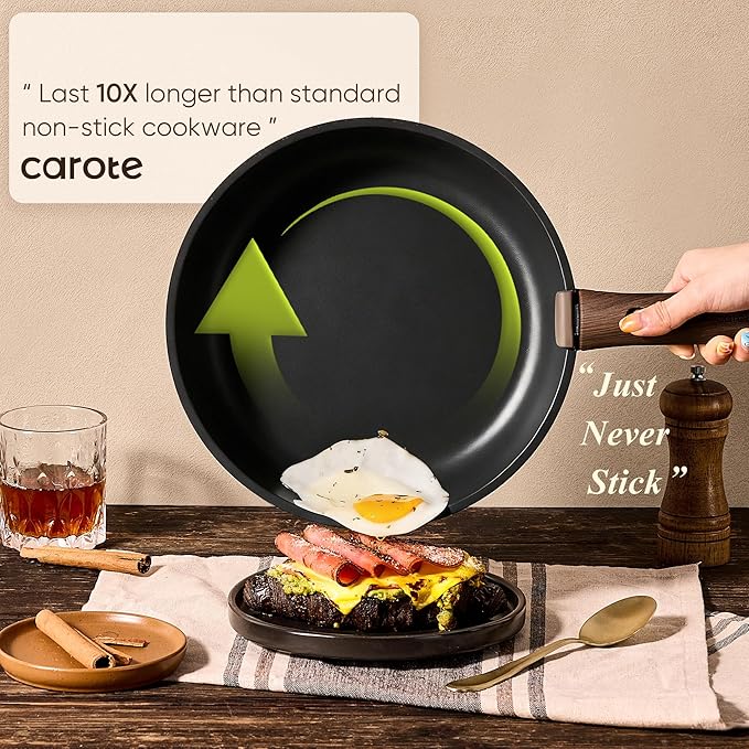 CAROTE 33pcs Pots and Pans Non Stick, Cookware Sets Detachable Handle, Induction Kitchen Pots and Pans,NonStick Cooking Set, Oven/Dishwasher/Fridge Safe, Space Saving, Mothers Day Gifts