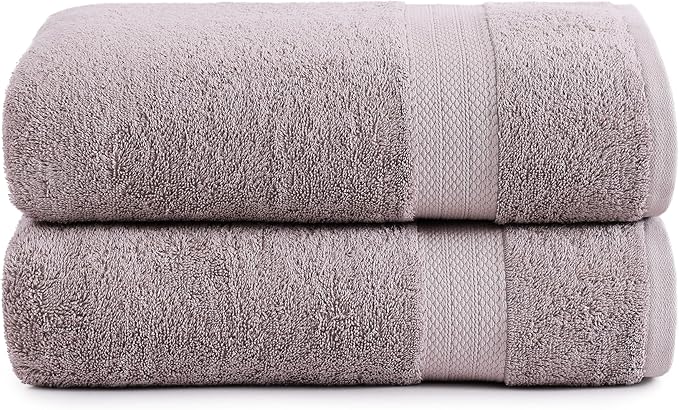 LANE LINEN Bath Sheets Quick Dry 100% Cotton 2 Pack Oversized - Platinum | Hotel Bath Sheets - Oversized & Roomy, Lightweight & Breathable, Fade-Resistant Color, Classic Terry Weave, Densely Woven