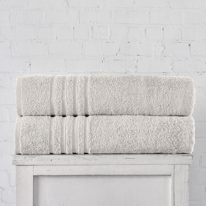 Hawmam Linen Jumbo Large Bath Sheets Towels 2 Pack Soft and Absorbent, Premium Quality 100% Cotton Towels (Ice Silver, Bath Sheet)