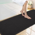 Smiry Waffle Bath Mat 59x20, Extra Soft Absorbent Bathroom Rugs, Non Slip Machine Washable Quick Dry Bath Rugs for Bathroom Floor, Tub, Shower, Home Decor Accessories, Black