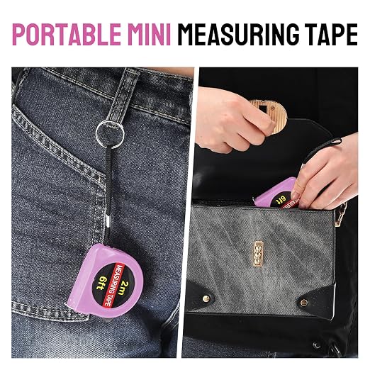 Copkim 50 Pcs 6 FT Mini Tape Measure Retractable Bulk Small Measuring Tape Pocket Size Measurement Tool for Operation Christmas Items Party Favor Gifts Stuffers for Men(Pink)