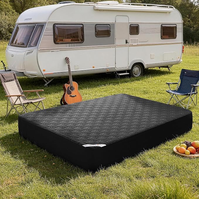 BEDLORE Waterproof Mattress Protector, RV Queen Size Mattress Pad Noiseless with Deep Pocket 6"-18" Depth, Soft Breathable Dirt-Proof Bed Mattress Cover Washable (Black)
