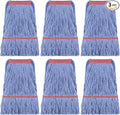 Eccliy 3 Pack Commercial Mop Heads Replacement Heavy Duty 18 oz Loop End Cotton String Wet Mop Refills Washable Absorbent Reusable for Industrial Home Tile Wood Concrete Floor (Blue,Red)